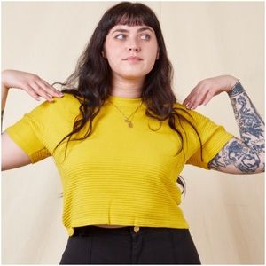 BIG BUD PRESS Cropped Honeycomb Tee in Golden Yellow